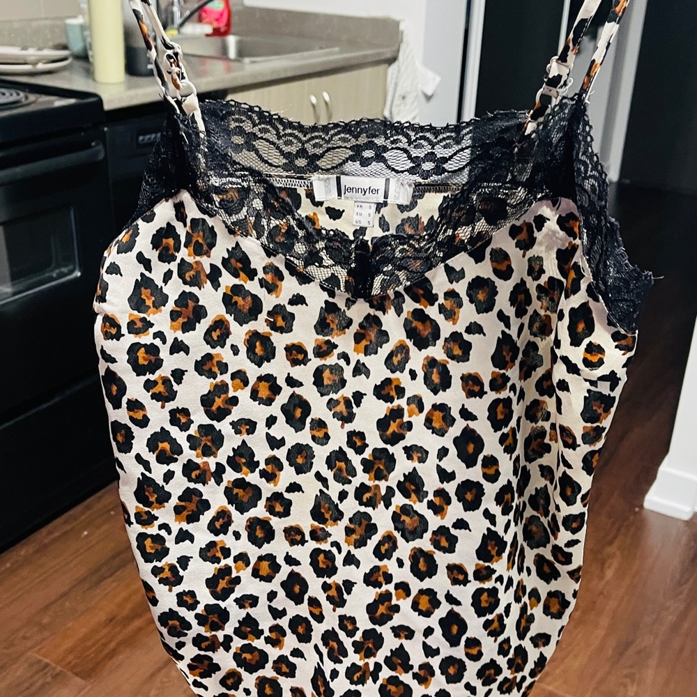 Jennyfer Leopard Print Cami with Black Lace